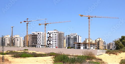 Building yard of Housing construction of houses in a new area of the city Holon in Israel