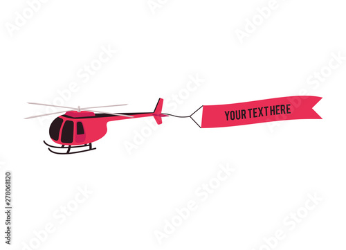 Vector red helicopter icon.