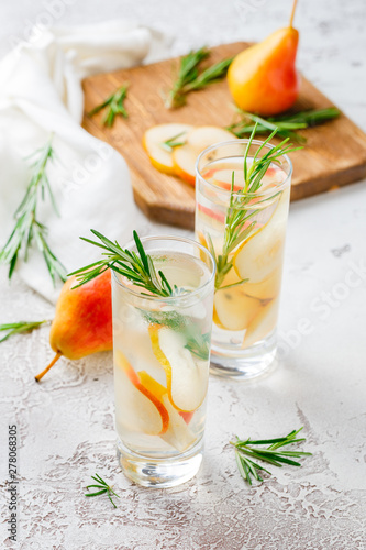 Summer drinks, rosemary pear cocktails.