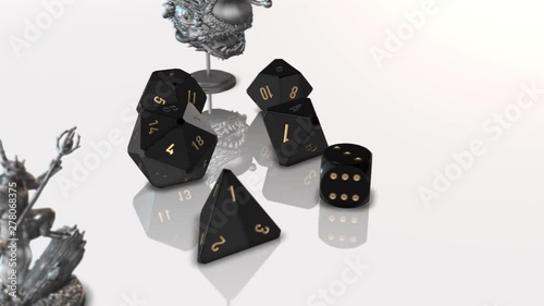 BLACK DICE with miniature-TABLE TOP GAME DICE photo