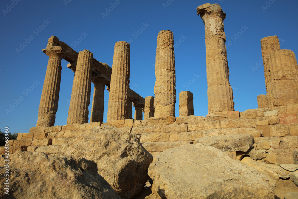 Ancient Greek Temple of Juno, also known as the Temple of Hera Lakinia, in Agrigento, Sicily,