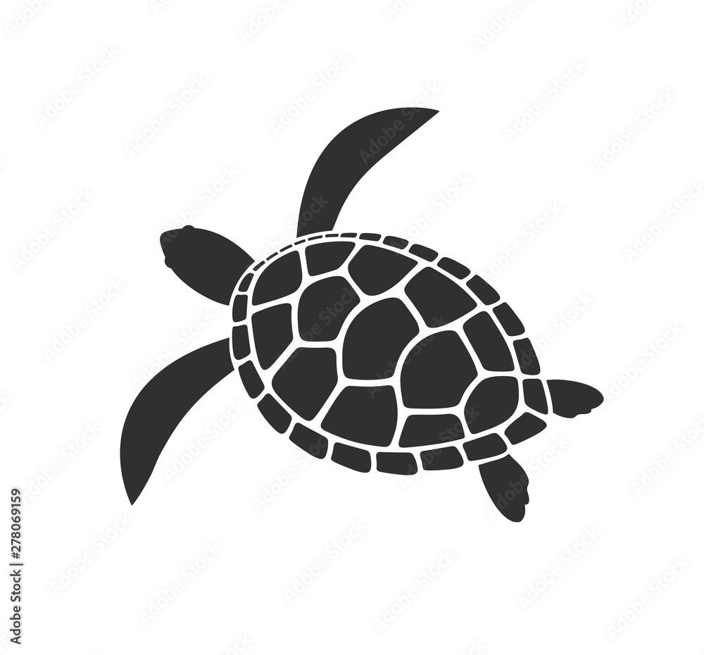 Obraz premium Logo żółwia morskiego. Na białym tle żółw na białym tle. Gad