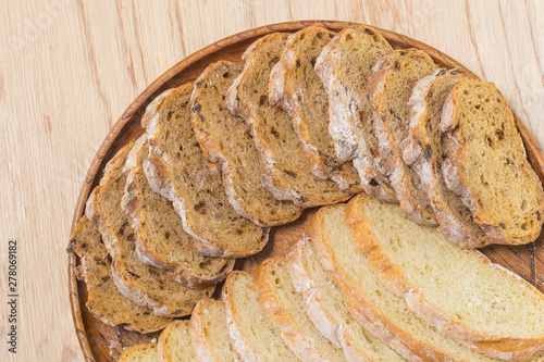 Sliced fread rutic bread. photo