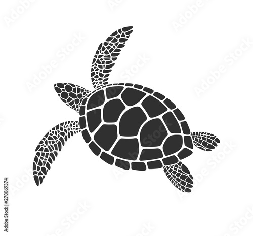 Sea turtle logo. Isolated turtle on white background. Reptile