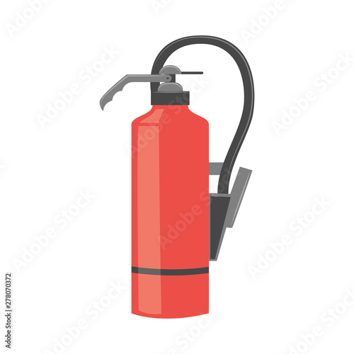 Red color fire extinguisher in flat or cartoon style