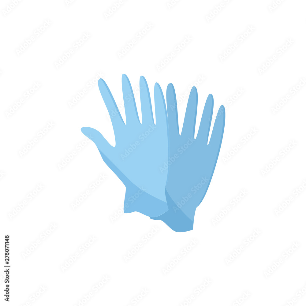 Obraz premium Blue medicine or housekeeping protective latex gloves vector illustration on white.
