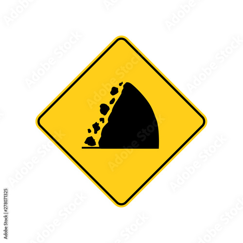 USA traffic road signs.watch for falling rocks. vector illustration