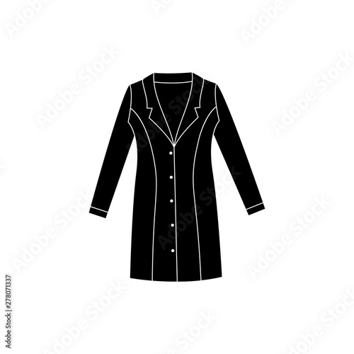 Medical chemical laboratory protection or surgery dressing gown black icon.