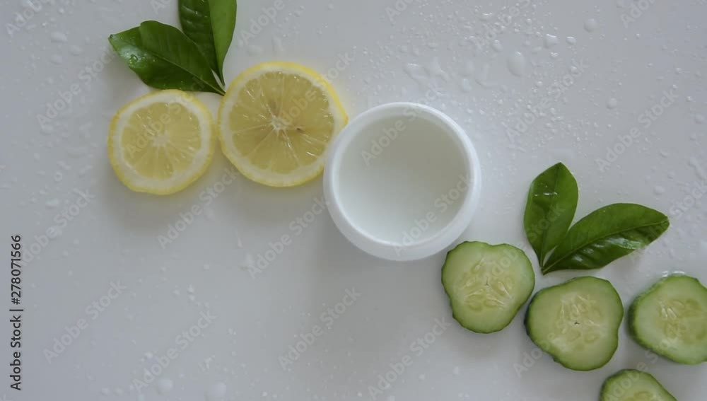 Top view of natural organic cosmetic products. Healthy skin care treatment