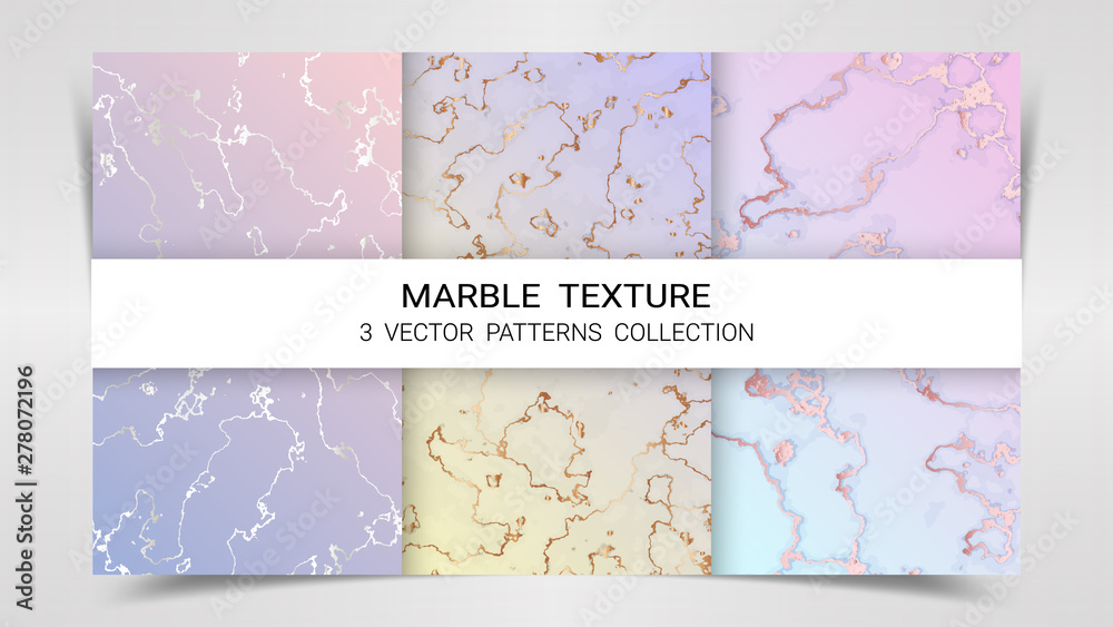 Pastel Marble Texture, Premium Set of Vector Patterns Collection, Abstract Background Template, Suitable for Luxury Products Brands with Golden Foil and Linear Style (Vector EPS10, Fully Editable)