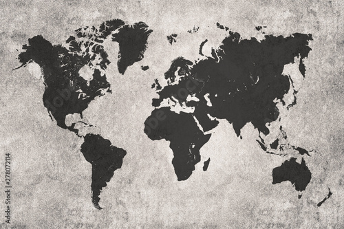 Fototapeta Naklejka Na Ścianę i Meble -  Global map, black on coloured textured background
