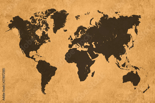 Global map  black on coloured textured background