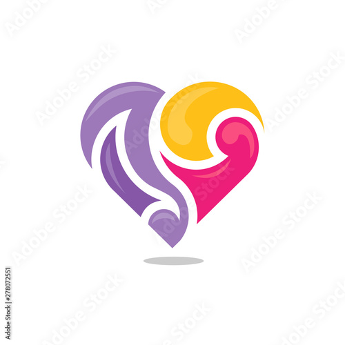 abstract Heart color  Logo Vector Template, color of love logo concept