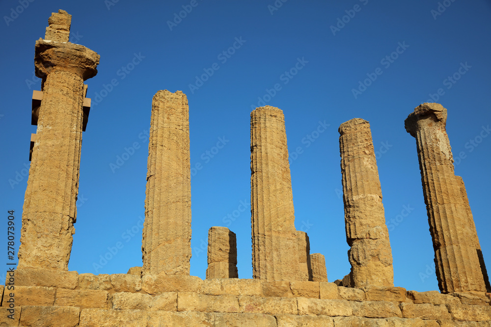 Tempel des Juno in den archäologische Stätten von Agrigent. Sizilien. Italien