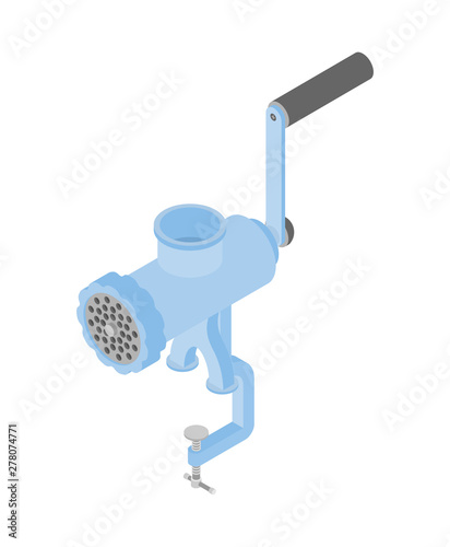 Meat grinder isolated. mincing machine. hasher. Vector meat-chopper