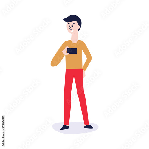 Vector evil teen man making video of humiliation