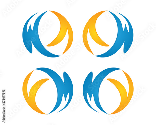 wa aw vm mv letter logo template