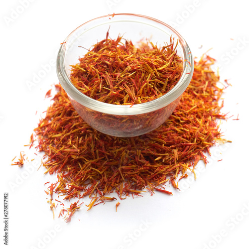saffron isolated in a glass plate