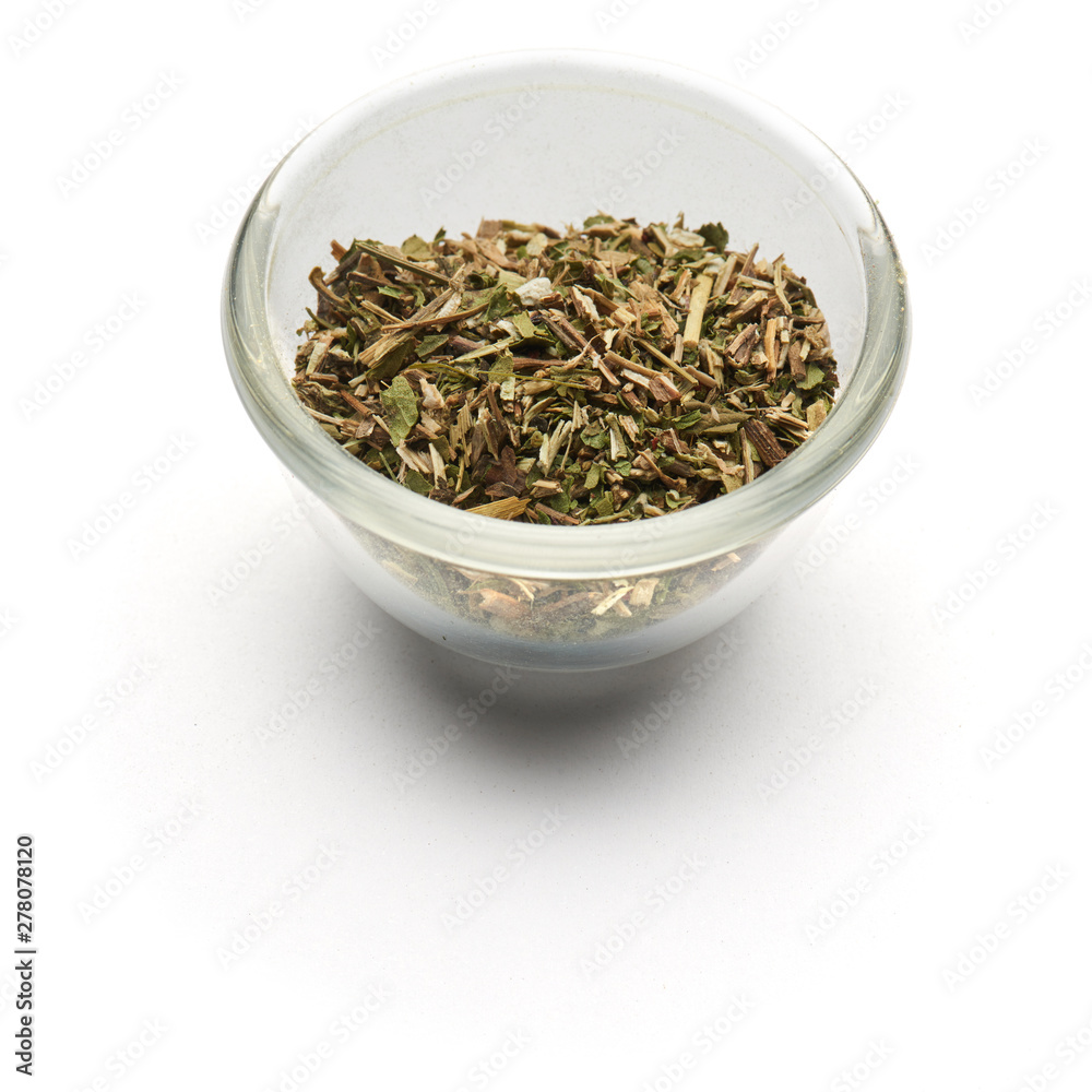 dried mint isolated in a glass plate dried mint isolated in a glass plate