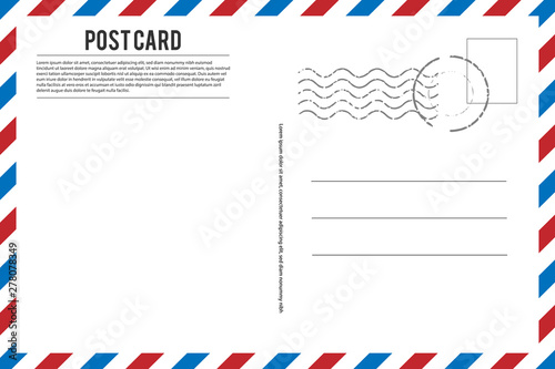 Blank vintage post card template with stamp.vector illustration