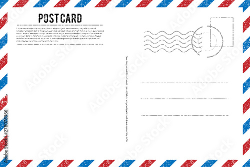 Blank vintage post card template with stamp.vector illustration photo