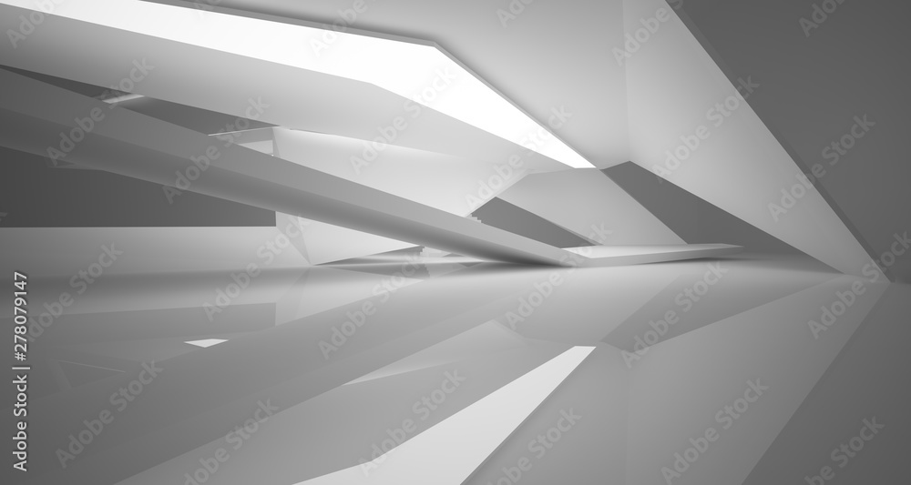 Abstract white minimalistic architectural interior with neon lighting. 3D illustration and rendering. Abstract white minimalistic architectural interior with neon lighting. 3D illustration and rendering.