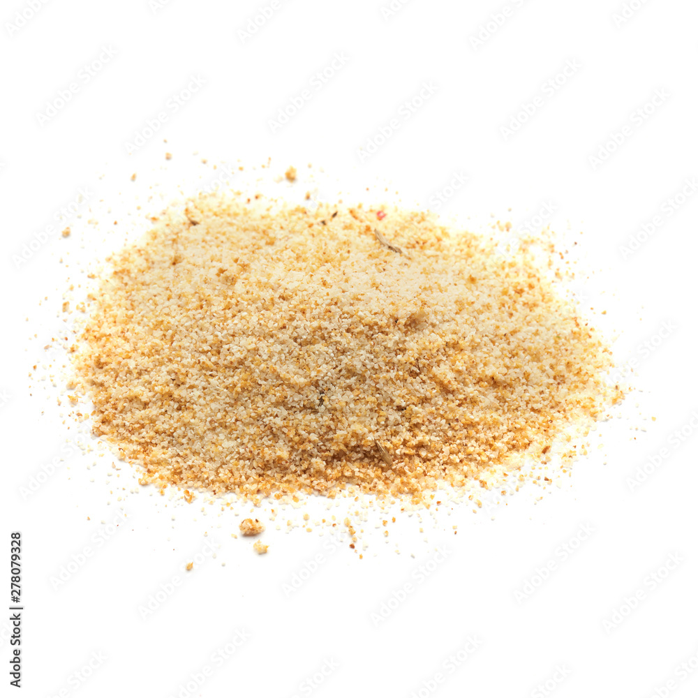 crushed dried garlic isolated