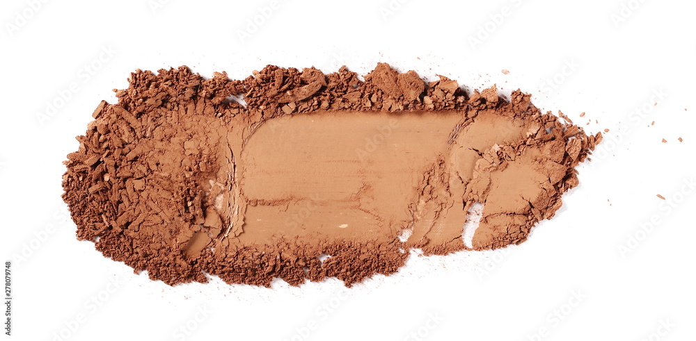 Face powder stroke isolated on white background, top view Face powder stroke isolated on white background, top view
