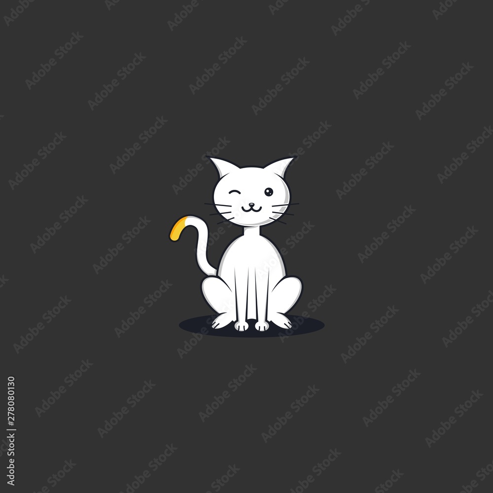 White Cat with smile logo design vector illustration White Cat with smile logo design vector illustration