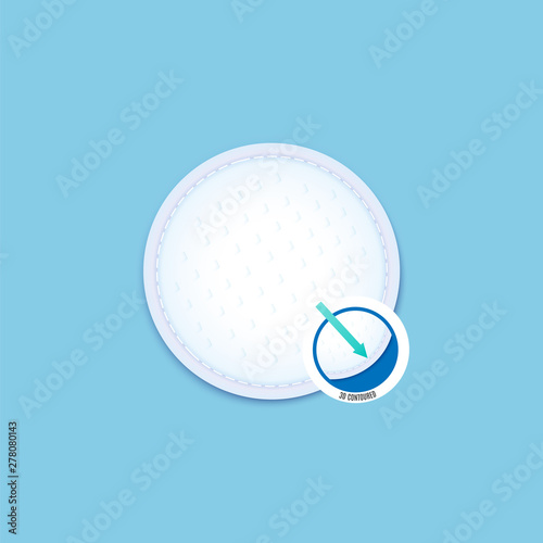 Clean white cotton pad isolated vector illustration