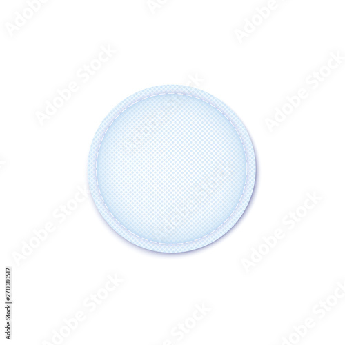 Cosmetics cotton hygiene pad absorbent porous inner material stiched edge vector.