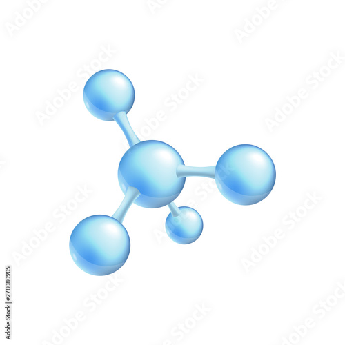 Structural chemical formula and 3d model of a molecule with four atoms vector.