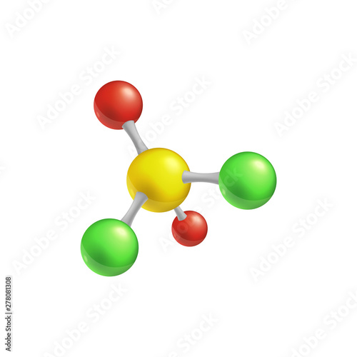 Colorful molecule model with five sphere structures