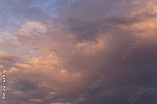 Heaven, beautiful sunrise soft orange sky with clouds background
