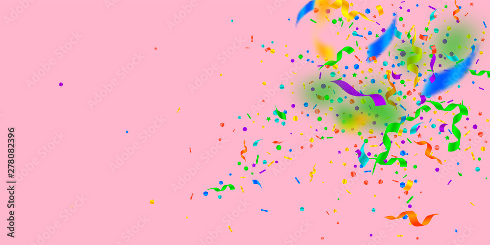 Streamers and confetti. Festive tinsel and foil ri Streamers and confetti. Festive tinsel and foil ri