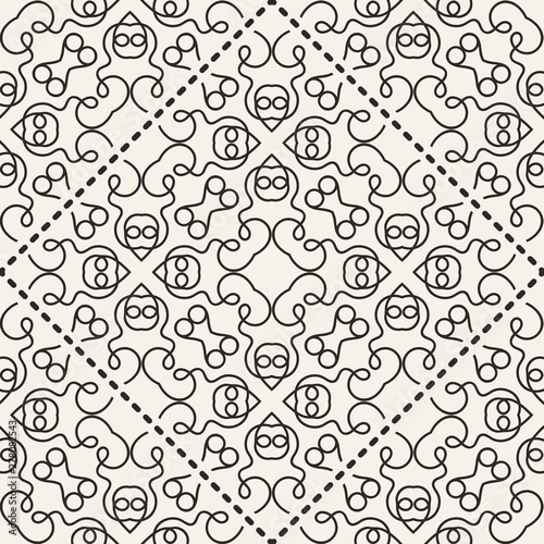 Black and white ornamental seamless pattern. Vintage retro ornate modern art deco background. Great for fabric and textile, wallpaper, packaging or any desired idea