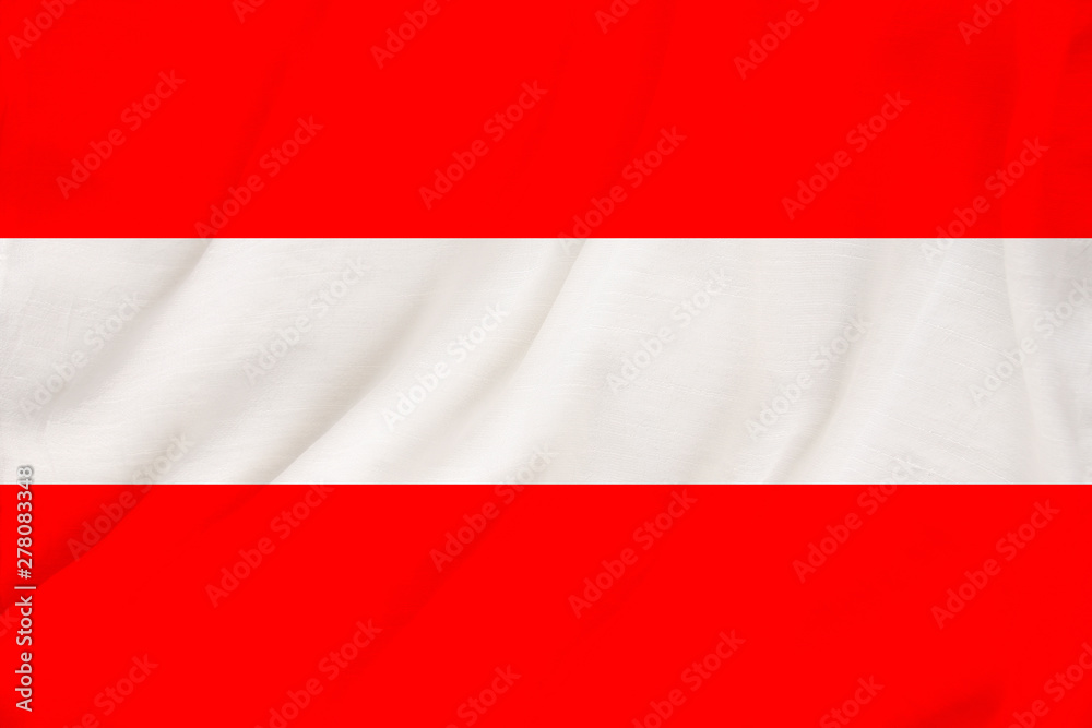 national flag of Austria on delicate silk with wind folds, travel concept, immigration, politics