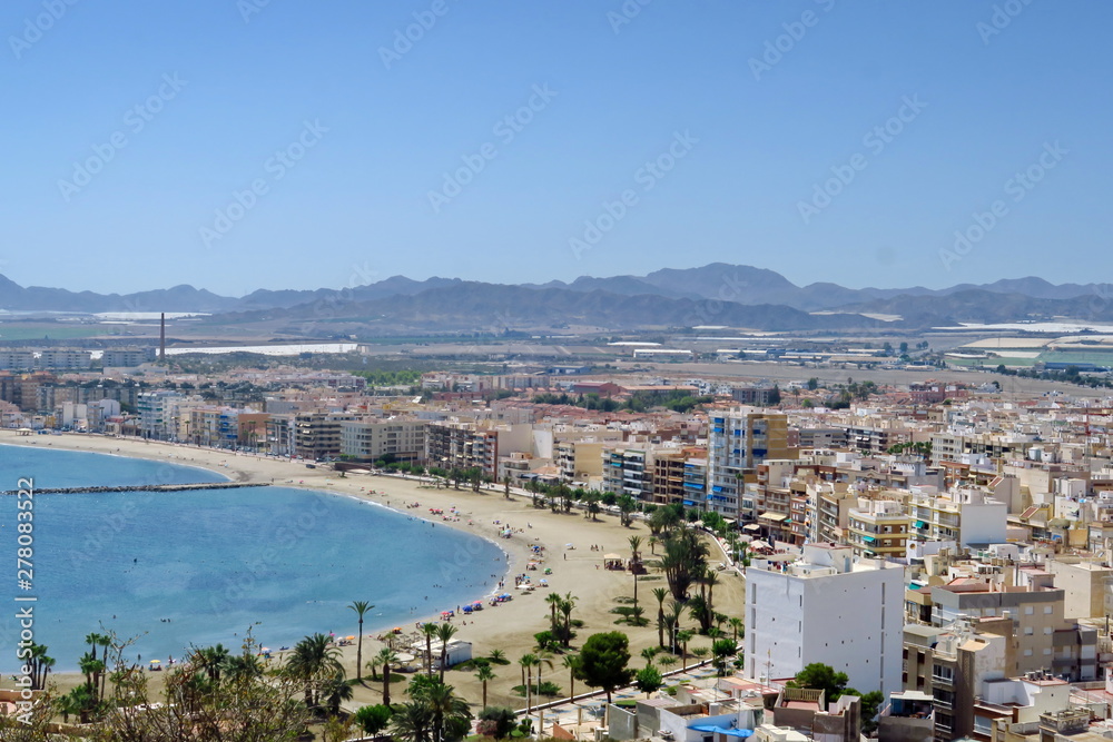 Aguilas. Espagne; vue aérienne de la plage.