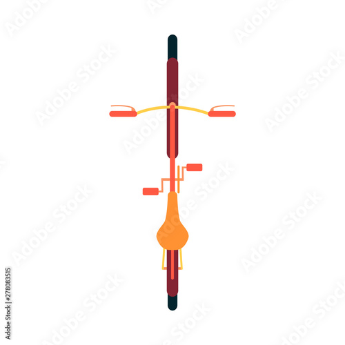 Top view of bicycle or bike vector illustration isolated on a white background.