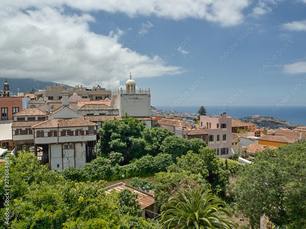 View over the roofs of La Orotava, a town  in the north of the Canary Island of Tenerife