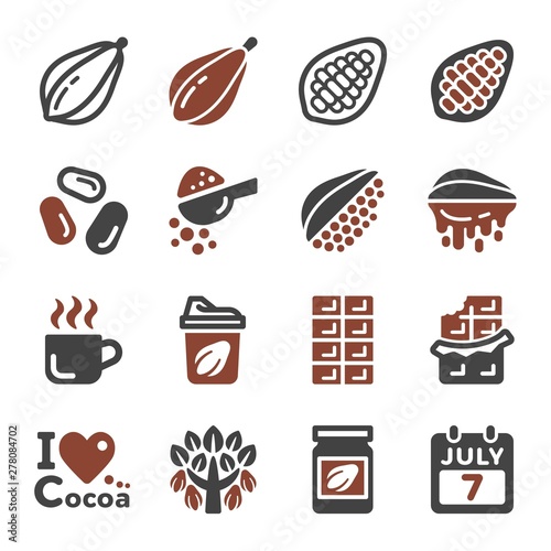 chocolate and cocoa icon set,vector and illustration