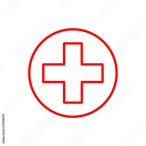 Flat minimal medical cross icon. Simple vector medical cross icon. Isolated medical cross icon for various projects.