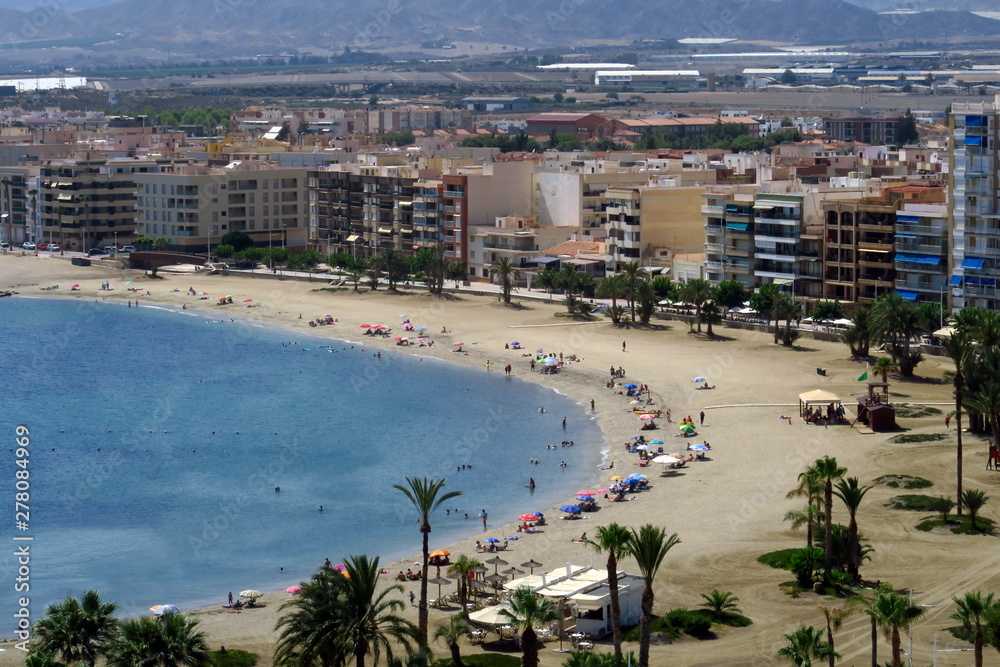 Aguilas. Espagne; vue aérienne de la plage.
