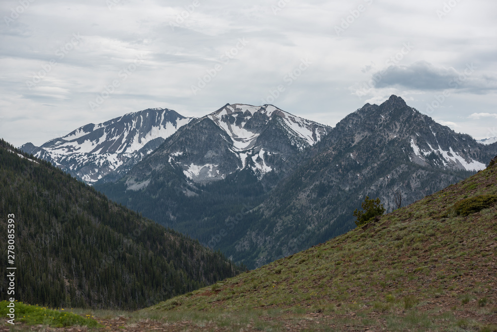 Majestic and rugged landscape scenery of the Eagle Cap Wilderness and Wallowa Mountains in Eastern Oregon
