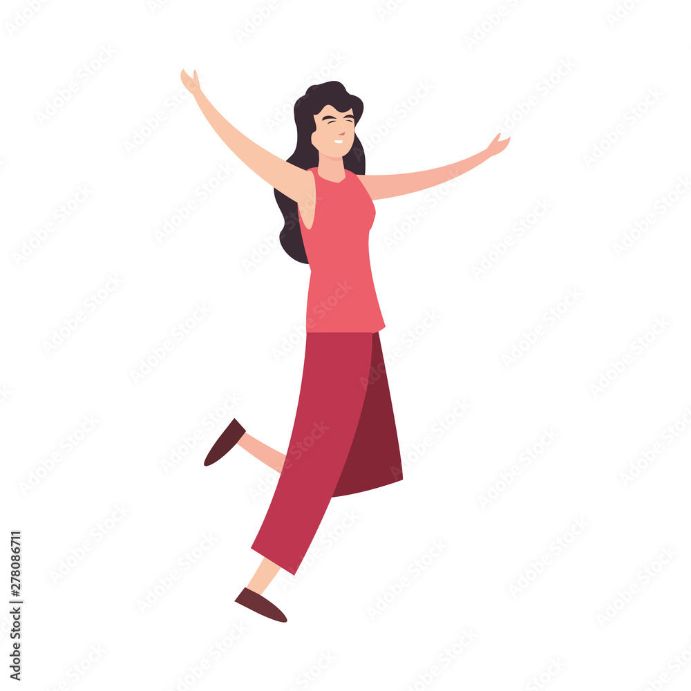 woman happy young character on white background woman happy young character on white background