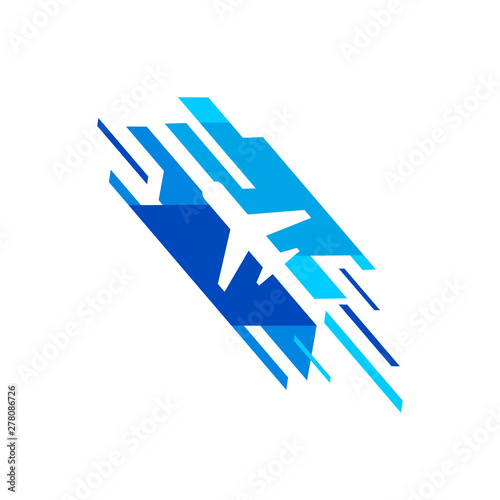 Airplane logo blue stripes