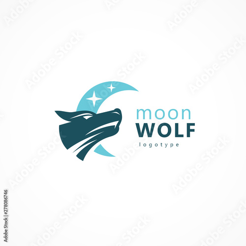 Moon and wolf logo silhouette