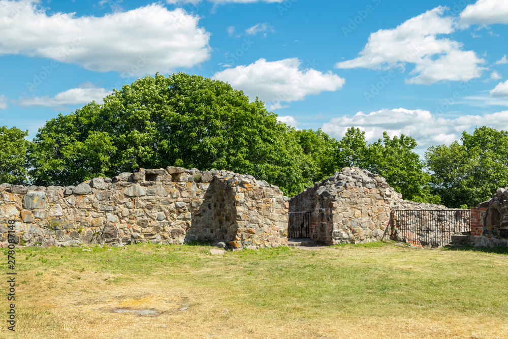 Kuusisto castle ruins at sunny summer day in Kaarina, Finland.