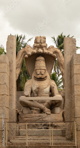 Ugra Narsimha or Lakshmi Narsimha temple at Hampi. The man-lion avatar of Lord Vishnu - seated in a yoga position. photo