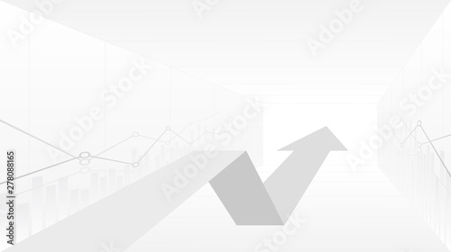 abstract financial chart with 3d uptrend line graph arrow in stock market on gradient white color background